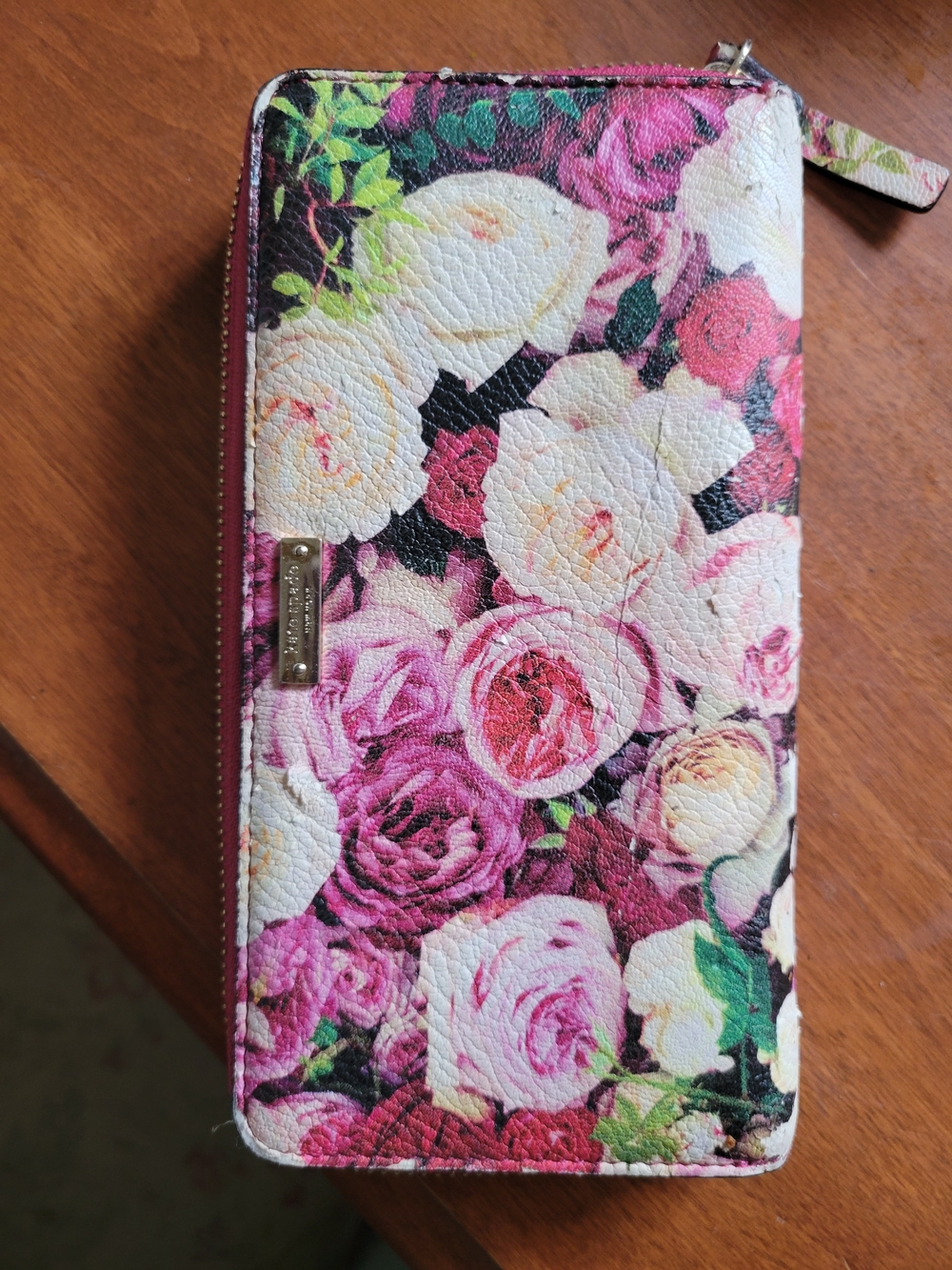kate spade Floral Zip-Around Wallet in Pink, White, Green